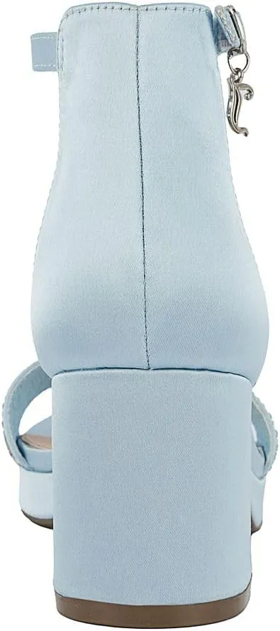 JUICY COUTURE Women's Open Toe Ankle Strap Low Block Chunky Heels Sandals - Dress Pumps Shoes