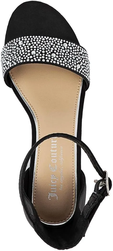 JUICY COUTURE Women's Open Toe Ankle Strap Low Block Chunky Heels Sandals - Dress Pumps Shoes