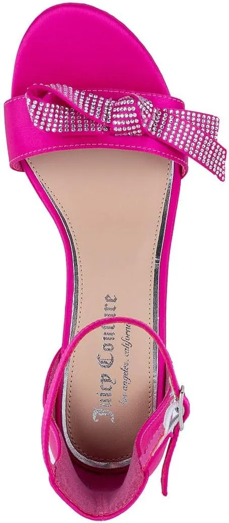 JUICY COUTURE Women's Open Toe Ankle Strap Low Block Chunky Heels Sandals - Dress Pumps Shoes