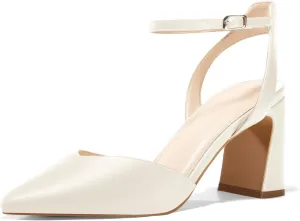 Juliet Holy Womens Closed Toe Heels Chunky Block Heel Ankle Strap Pumps Slingback Heeled Sandals