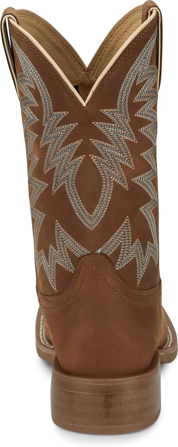 Justin Big Bucks 11” Western Boots for Men - Frontier Collection - Square Toe Leather Men’s Cowboy Boots with Comfort Footbed, Non Slip Rubber Outsole