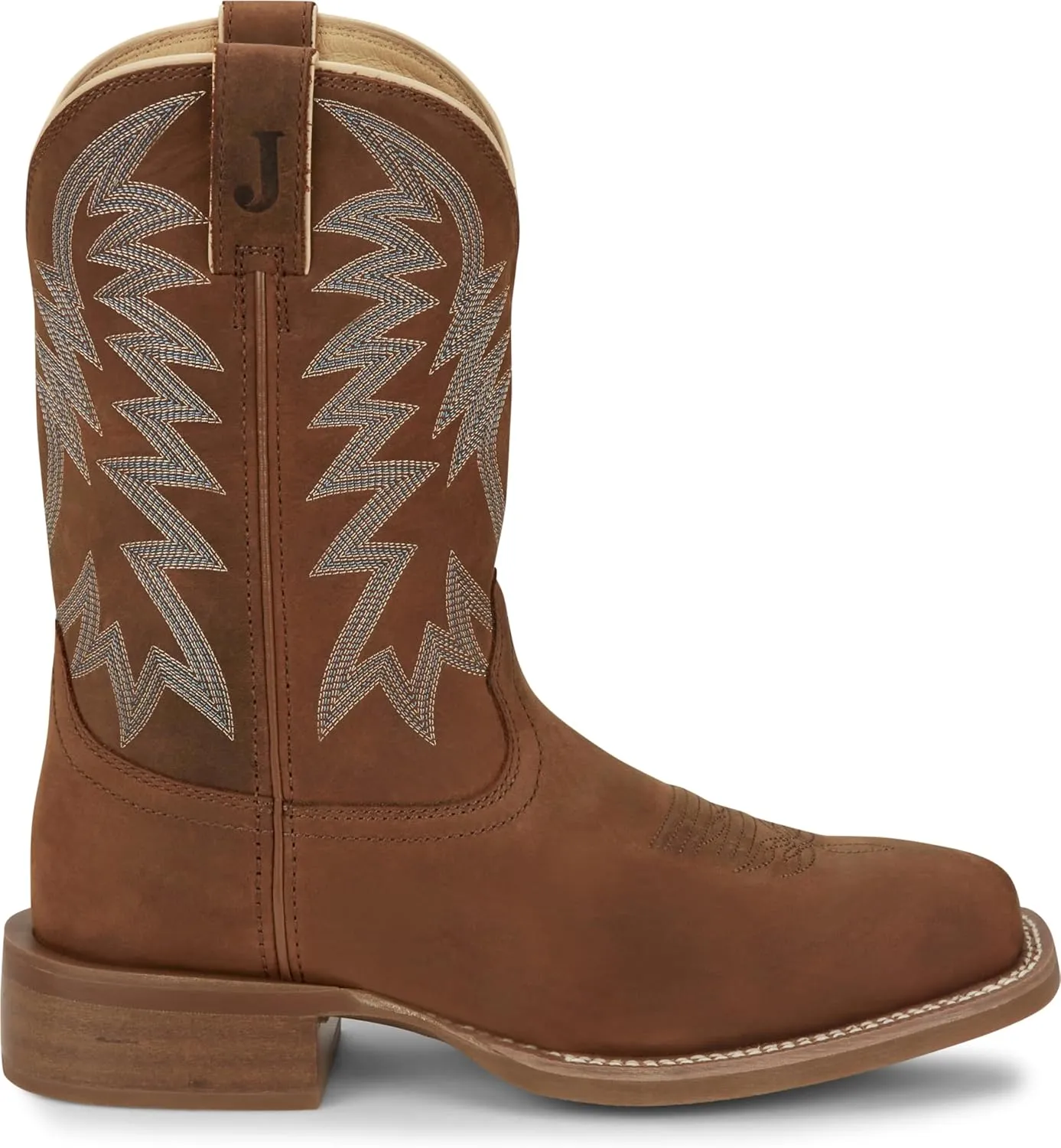 Justin Big Bucks 11” Western Boots for Men - Frontier Collection - Square Toe Leather Men’s Cowboy Boots with Comfort Footbed, Non Slip Rubber Outsole