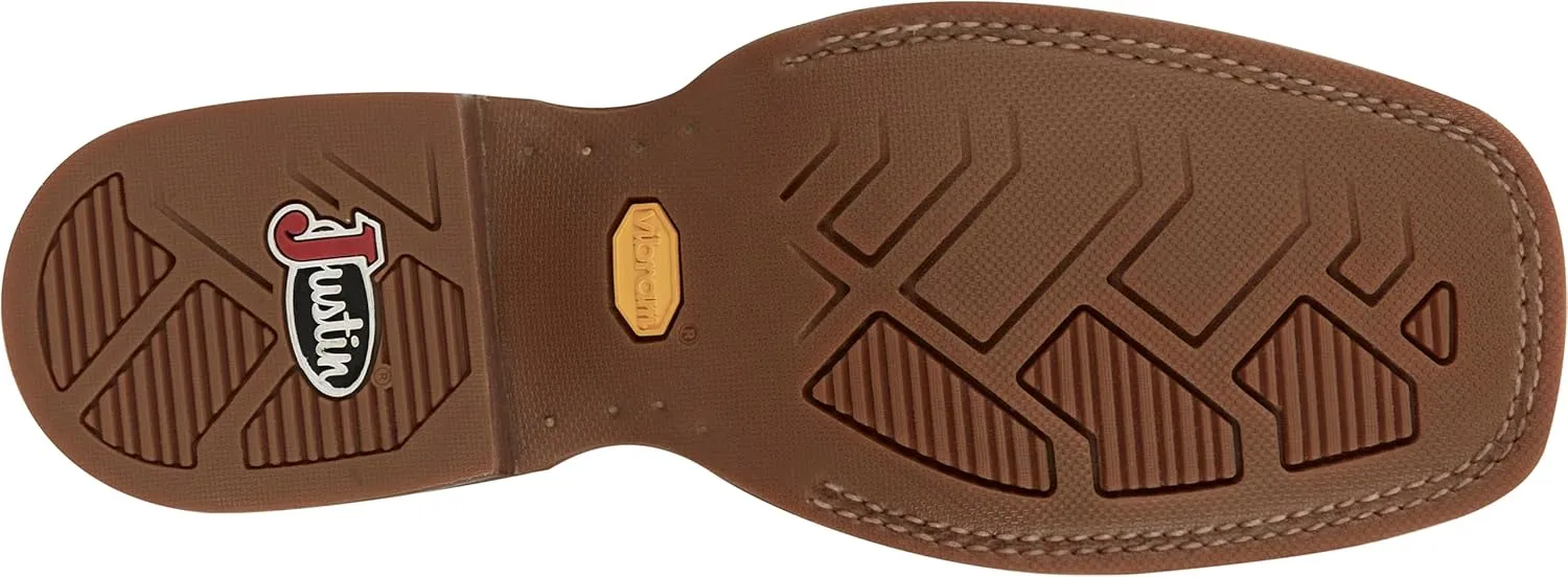 Justin Big Bucks 11” Western Boots for Men - Frontier Collection - Square Toe Leather Men’s Cowboy Boots with Comfort Footbed, Non Slip Rubber Outsole