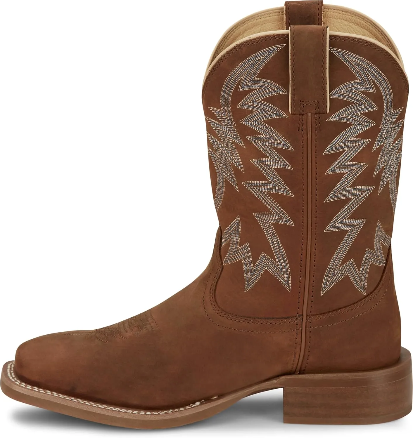Justin Big Bucks 11” Western Boots for Men - Frontier Collection - Square Toe Leather Men’s Cowboy Boots with Comfort Footbed, Non Slip Rubber Outsole