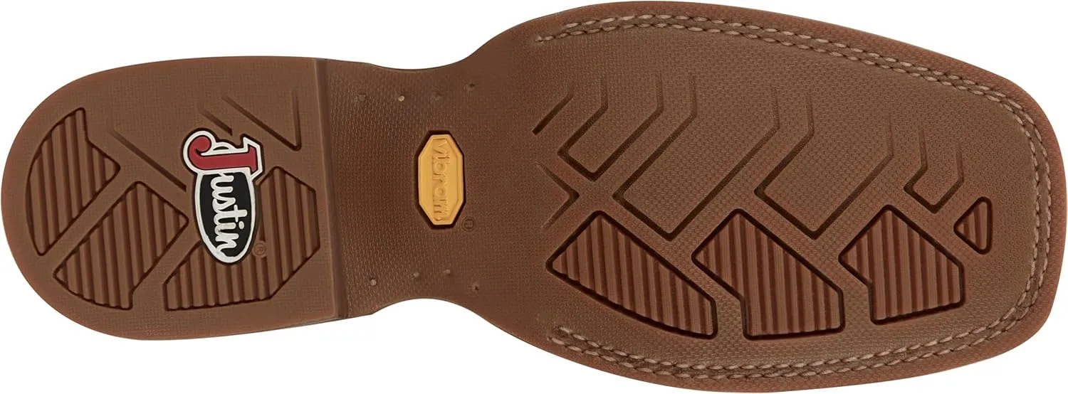 Justin Big Bucks 11” Western Boots for Men - Frontier Collection - Square Toe Leather Men’s Cowboy Boots with Comfort Footbed, Non Slip Rubber Outsole