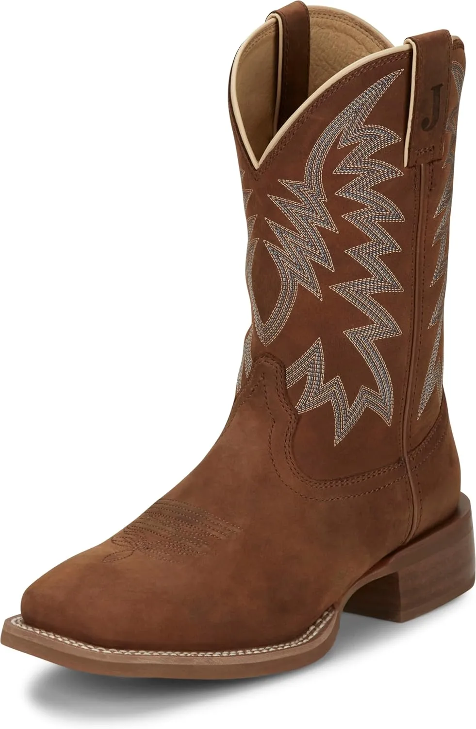 Justin Big Bucks 11” Western Boots for Men - Frontier Collection - Square Toe Leather Men’s Cowboy Boots with Comfort Footbed, Non Slip Rubber Outsole