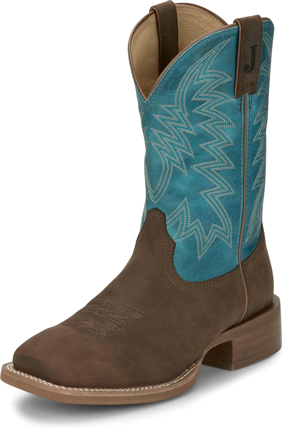 Justin Big Bucks 11” Western Boots for Men - Frontier Collection - Square Toe Leather Men’s Cowboy Boots with Comfort Footbed, Non Slip Rubber Outsole