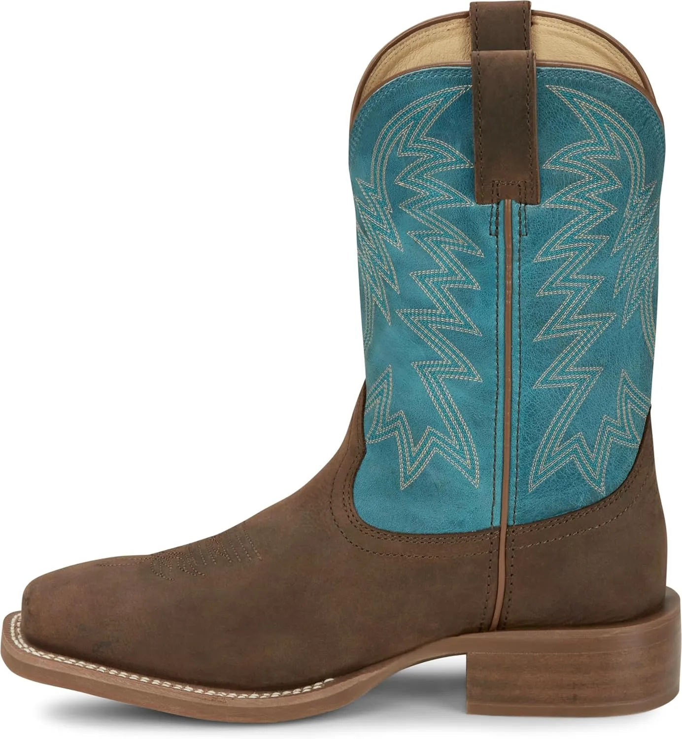 Justin Big Bucks 11” Western Boots for Men - Frontier Collection - Square Toe Leather Men’s Cowboy Boots with Comfort Footbed, Non Slip Rubber Outsole
