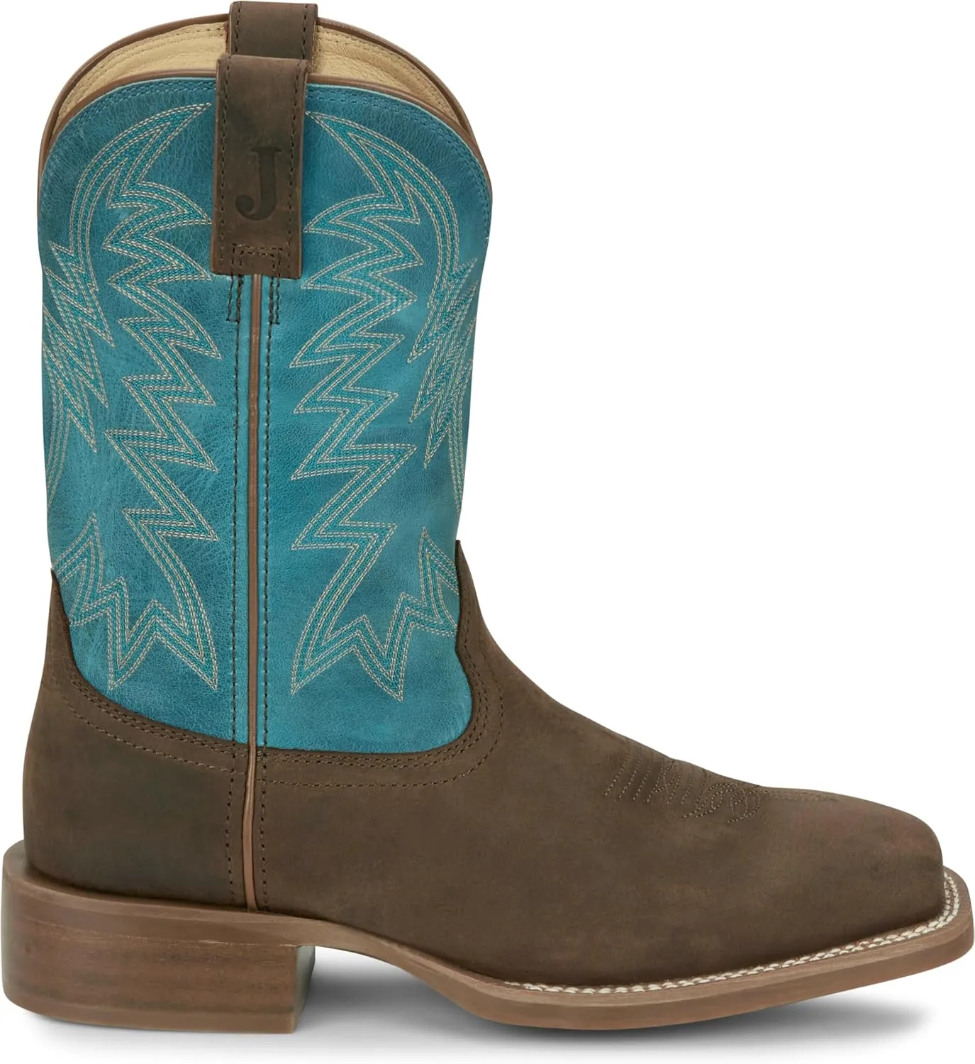 Justin Big Bucks 11” Western Boots for Men - Frontier Collection - Square Toe Leather Men’s Cowboy Boots with Comfort Footbed, Non Slip Rubber Outsole
