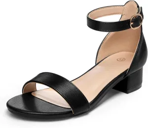 K KomForme Girls Sandals Low Heels Dress Pump Ankle Strap Open Toe Wedding Party Shoes(Toddler/Little Kids/Big Kids)