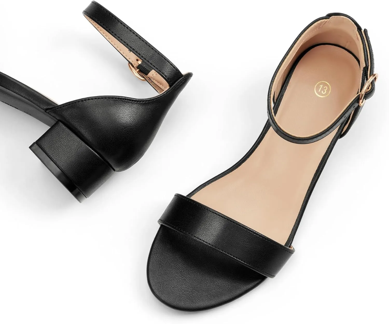 K KomForme Girls Sandals Low Heels Dress Pump Ankle Strap Open Toe Wedding Party Shoes(Toddler/Little Kids/Big Kids)