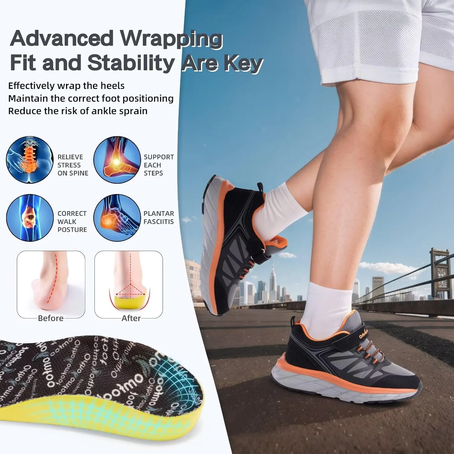 Kids Orthopedic Tennis Shoes for Boys and Girls: Comfortable Casual Plantar Fasciitis Arch Support Athletic Running Sneakers, Little Kid/Big Kid School Sports Walking Shoes for Foot and Pain Relief