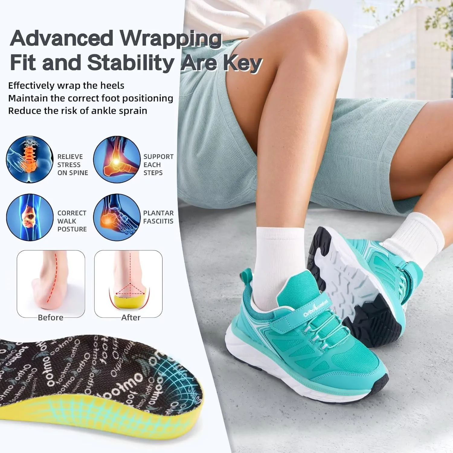 Kids Orthopedic Tennis Shoes for Boys and Girls: Comfortable Casual Plantar Fasciitis Arch Support Athletic Running Sneakers, Little Kid/Big Kid School Sports Walking Shoes for Foot and Pain Relief