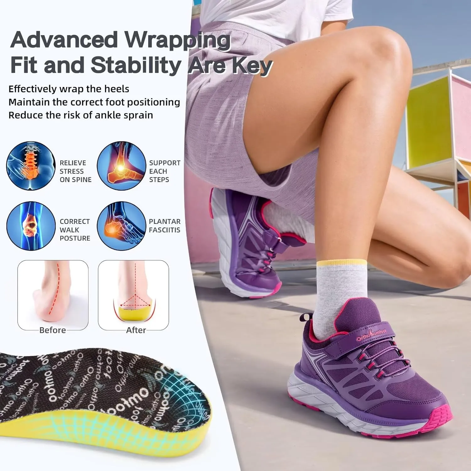 Kids Orthopedic Tennis Shoes for Boys and Girls: Comfortable Casual Plantar Fasciitis Arch Support Athletic Running Sneakers, Little Kid/Big Kid School Sports Walking Shoes for Foot and Pain Relief
