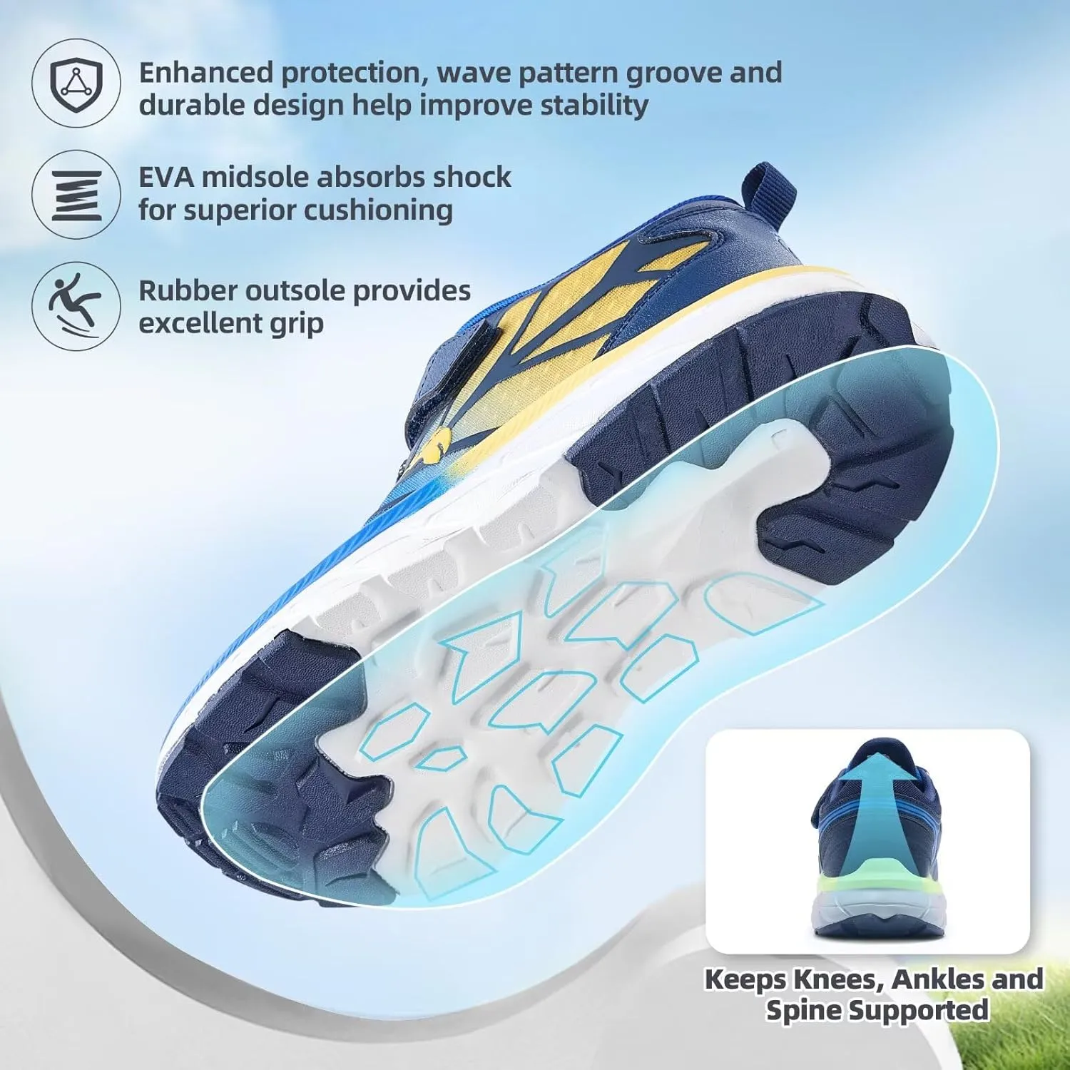 Kids Orthopedic Tennis Shoes for Boys and Girls: Comfortable Casual Plantar Fasciitis Arch Support Athletic Running Sneakers, Orthotic Breathable School Sports Walking Shoes for Foot and Pain Relief