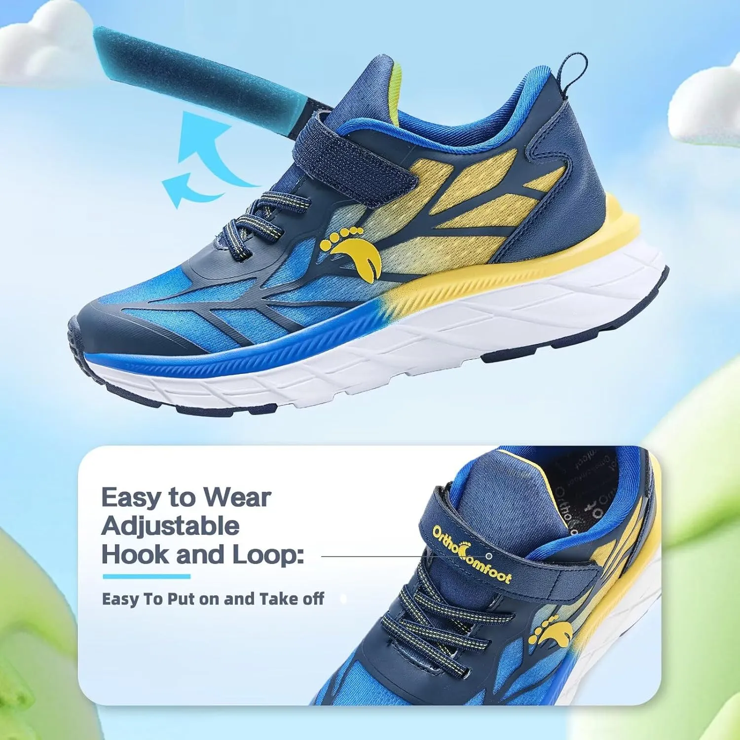 Kids Orthopedic Tennis Shoes for Boys and Girls: Comfortable Casual Plantar Fasciitis Arch Support Athletic Running Sneakers, Orthotic Breathable School Sports Walking Shoes for Foot and Pain Relief