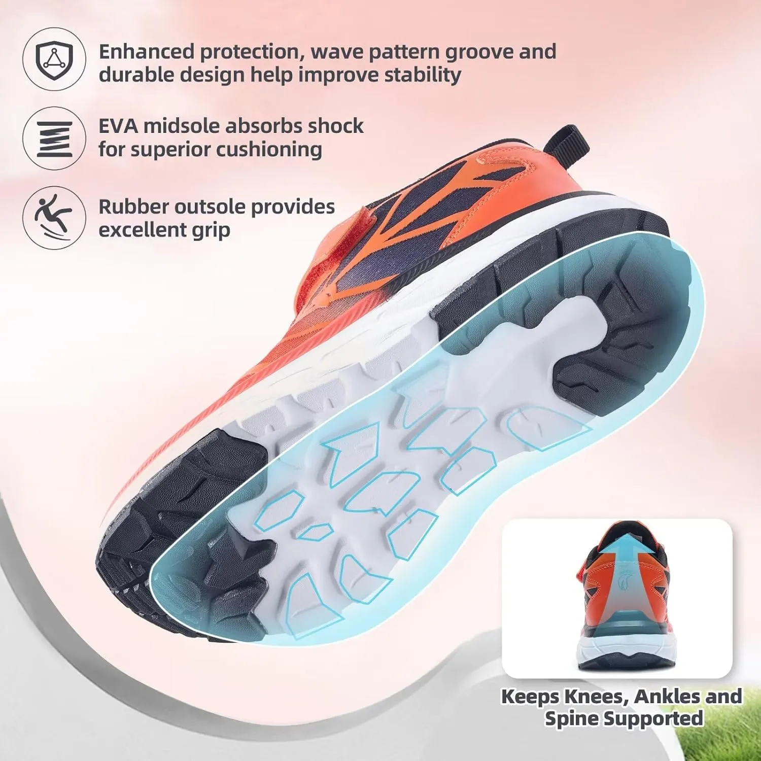 Kids Orthopedic Tennis Shoes for Boys and Girls: Comfortable Casual Plantar Fasciitis Arch Support Athletic Running Sneakers, Orthotic Breathable School Sports Walking Shoes for Foot and Pain Relief