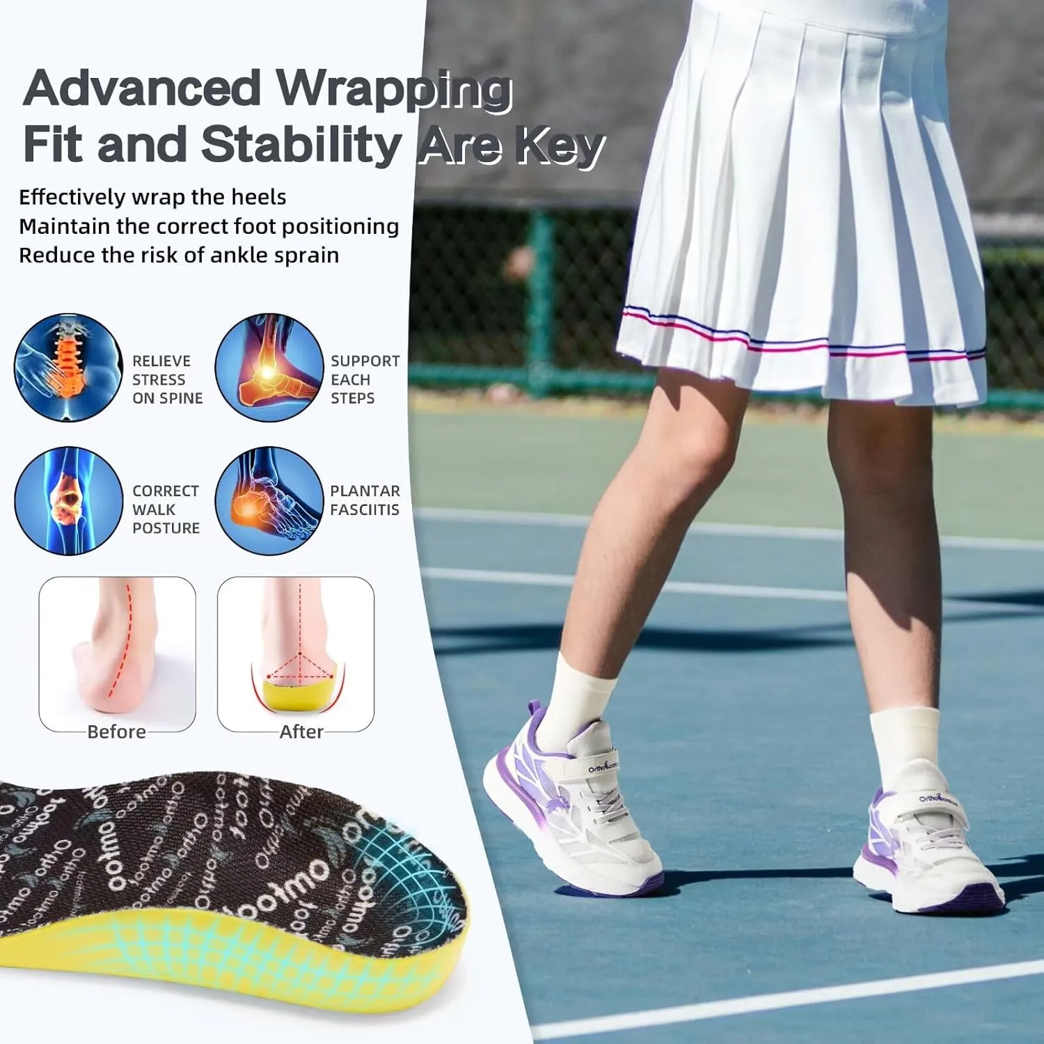 Kids Orthopedic Tennis Shoes for Boys and Girls: Comfortable Casual Plantar Fasciitis Arch Support Athletic Running Sneakers, Orthotic Breathable School Sports Walking Shoes for Foot and Pain Relief