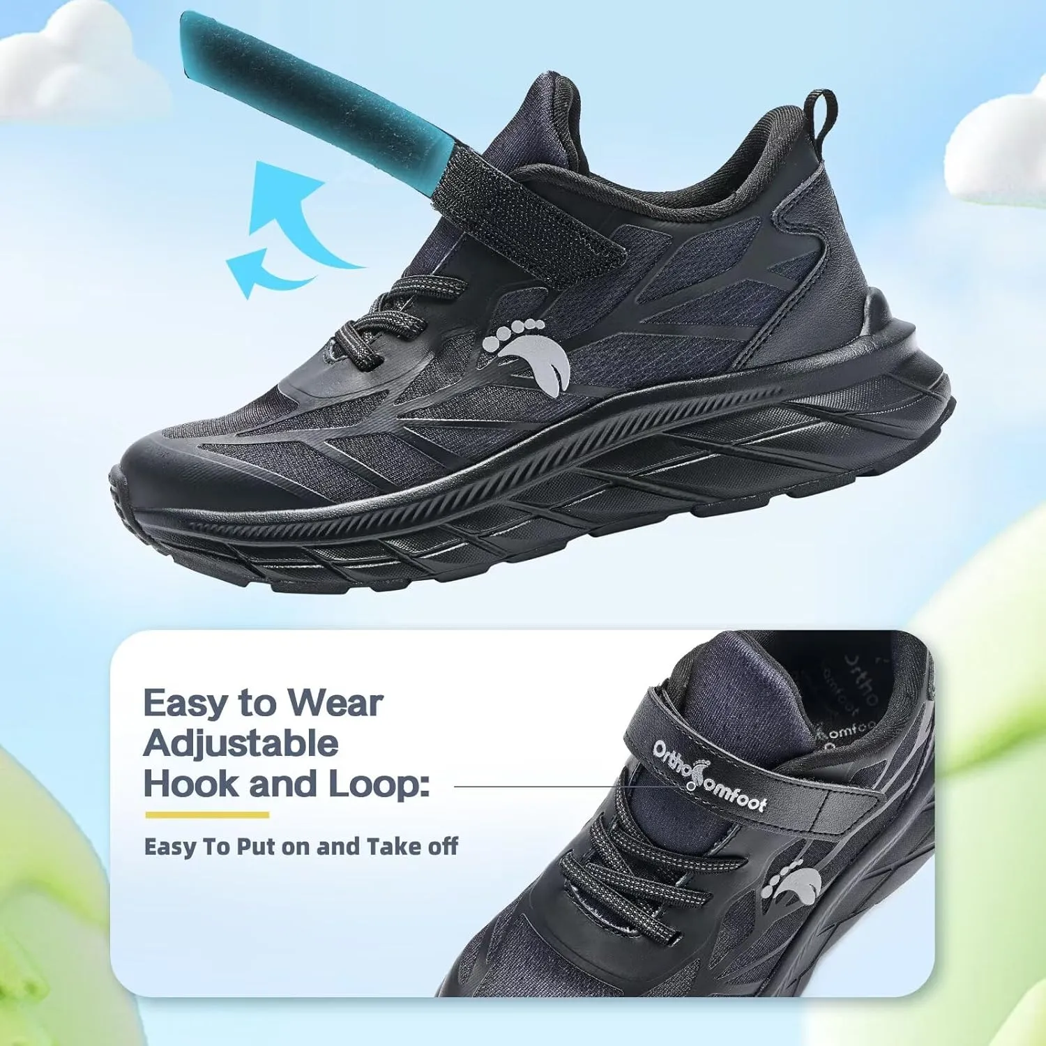 Kids Orthopedic Tennis Shoes for Boys and Girls: Comfortable Casual Plantar Fasciitis Arch Support Athletic Running Sneakers, Orthotic Breathable School Sports Walking Shoes for Foot and Pain Relief