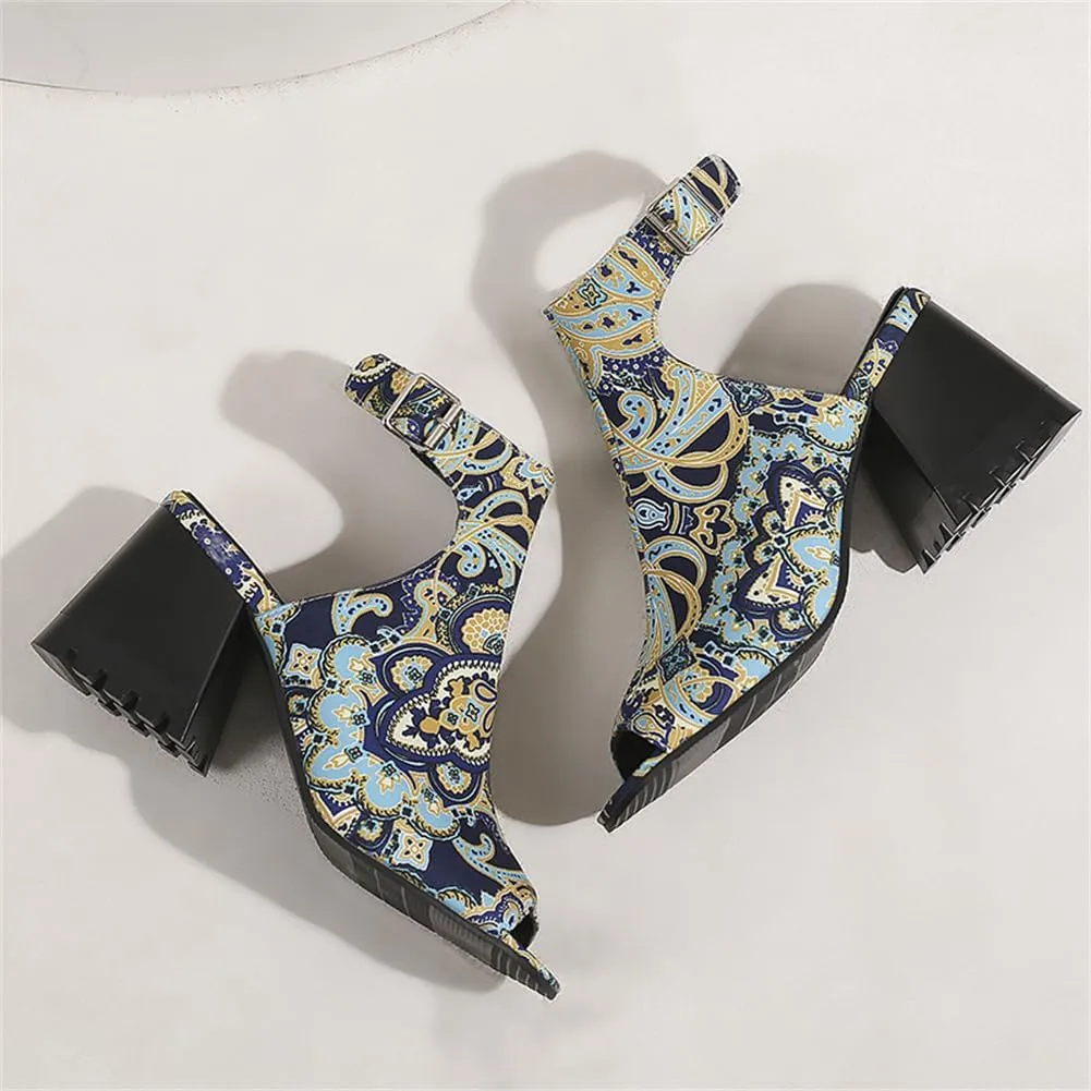 KIKIVIVI Womens Peep Toe Slingback Sandals Buckle Chunky Heel Pumps