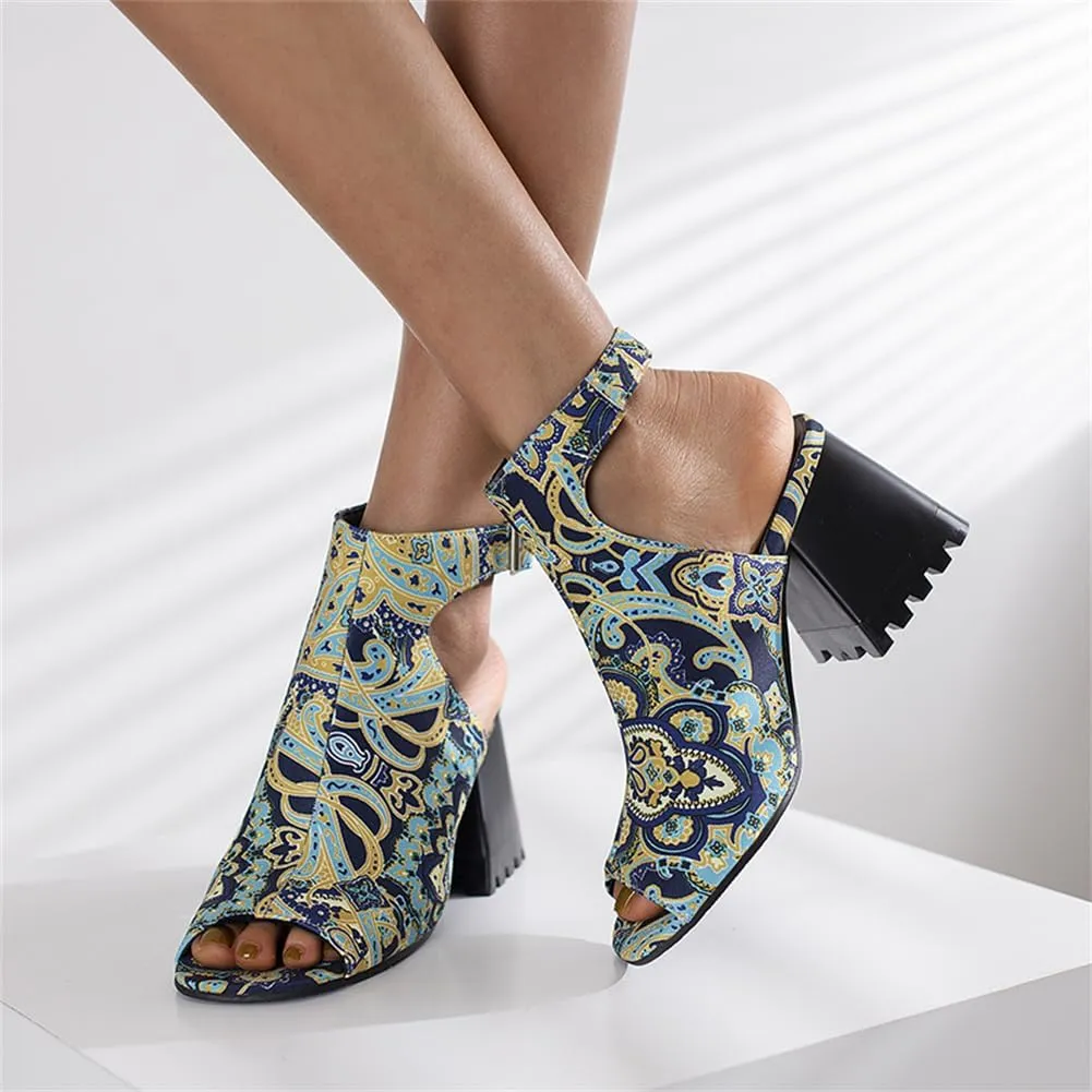 KIKIVIVI Womens Peep Toe Slingback Sandals Buckle Chunky Heel Pumps