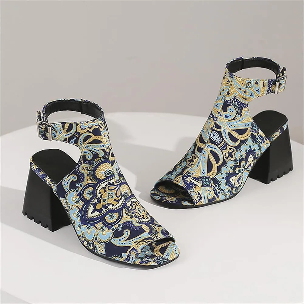 KIKIVIVI Womens Peep Toe Slingback Sandals Buckle Chunky Heel Pumps