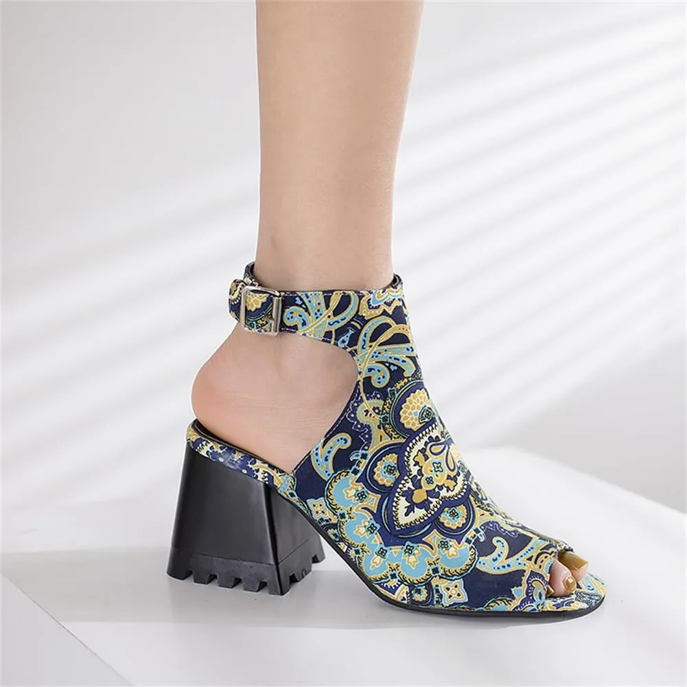 KIKIVIVI Womens Peep Toe Slingback Sandals Buckle Chunky Heel Pumps