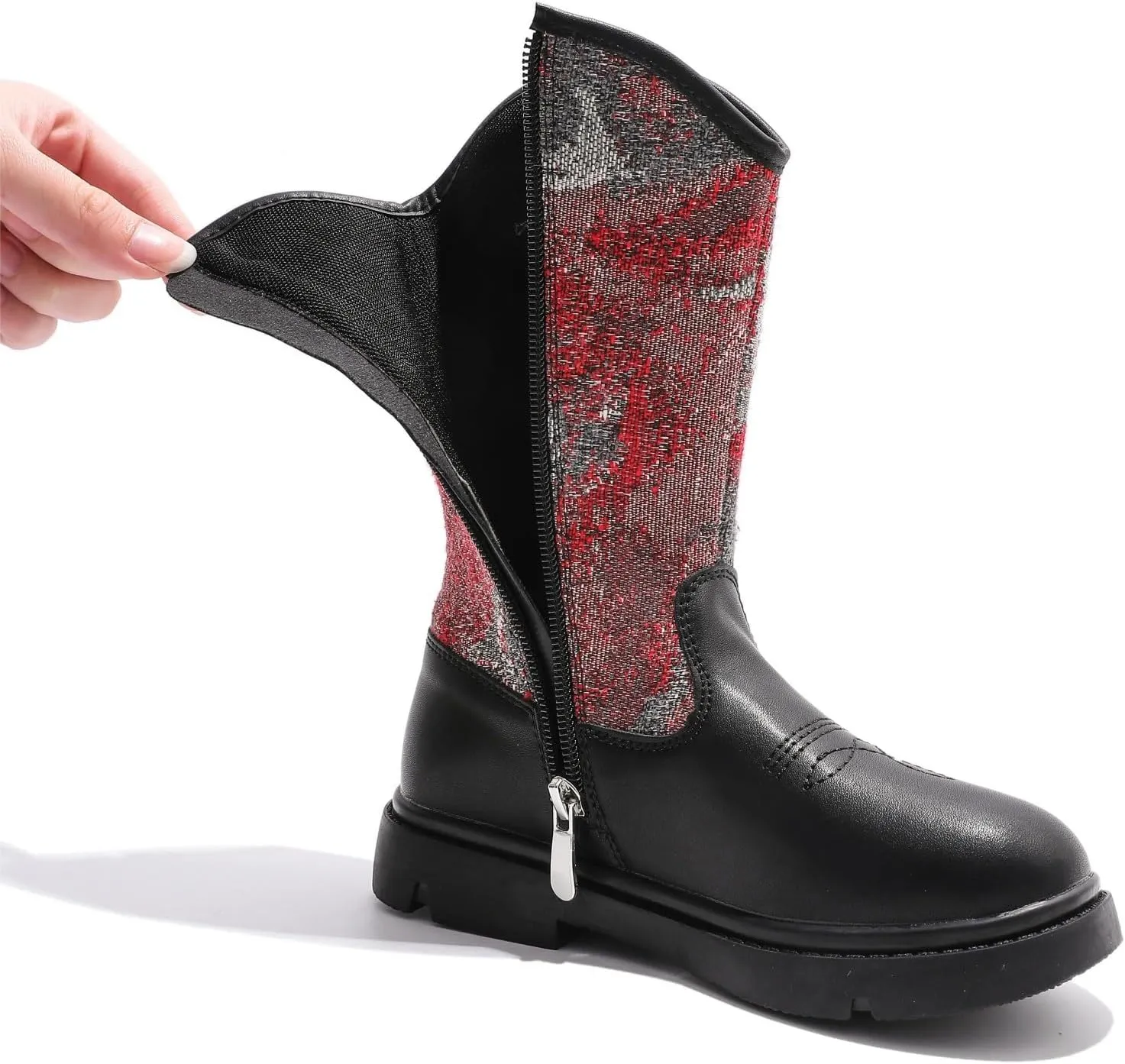 kkdom Boys Girls Cowgirl Cowboy Western Boots Mid Calf Horseback Riding Boots