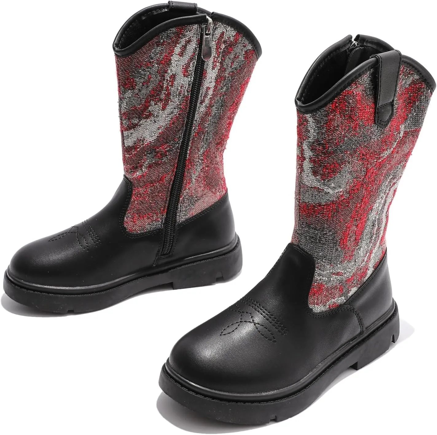 kkdom Boys Girls Cowgirl Cowboy Western Boots Mid Calf Horseback Riding Boots