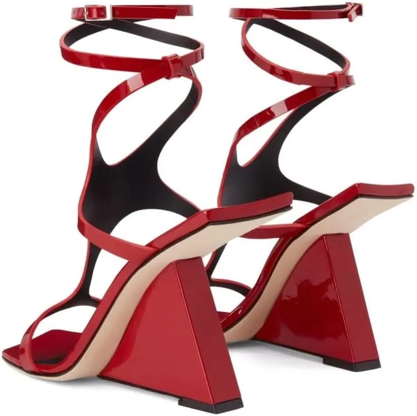 Kluolandi Women's Wedge Heeled Sandals Open Toe Criss-cross Strappy Sandals Heels Dress Shoes with Cut-out Design