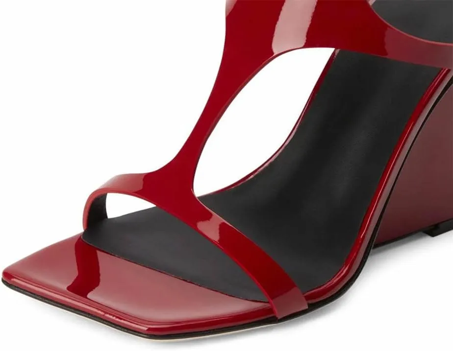 Kluolandi Women's Wedge Heeled Sandals Open Toe Criss-cross Strappy Sandals Heels Dress Shoes with Cut-out Design