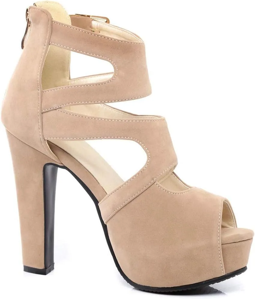 KOKOMOMO Womens Chunky Cage Platform Sandals Peep toe Cutout Booties