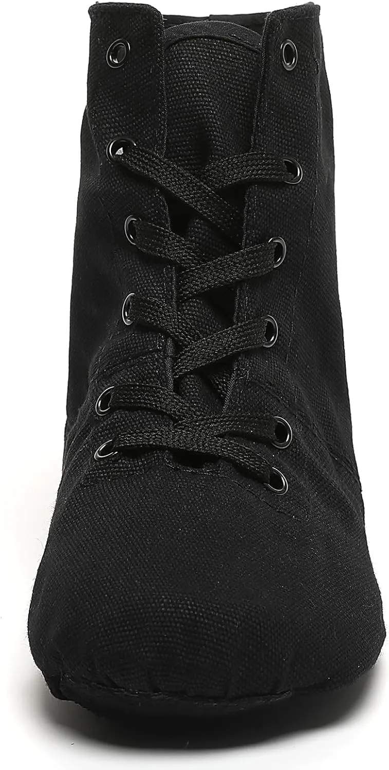 Lace Up Black Jazz Shoes Dance Boots for Women Girls Adult