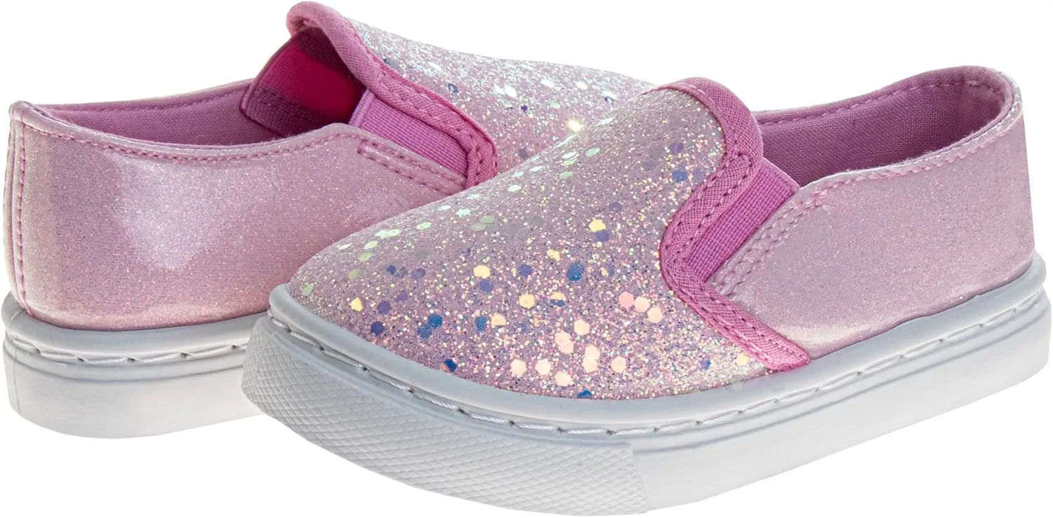 Laura Ashley Laceless Sneakers for Kids Girls - Slipon Closure Casual Shoes (Toddler/Little Kids)