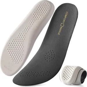 Leather Sockless Shoe Insoles for Women, Thin Dress Work Boots Inserts - Shock Absorption, Anti Sweat & Anti-Odor, for Athletic Shoes, Leather Shoes & Business Shoes(Black, S (Women 7-8.5)