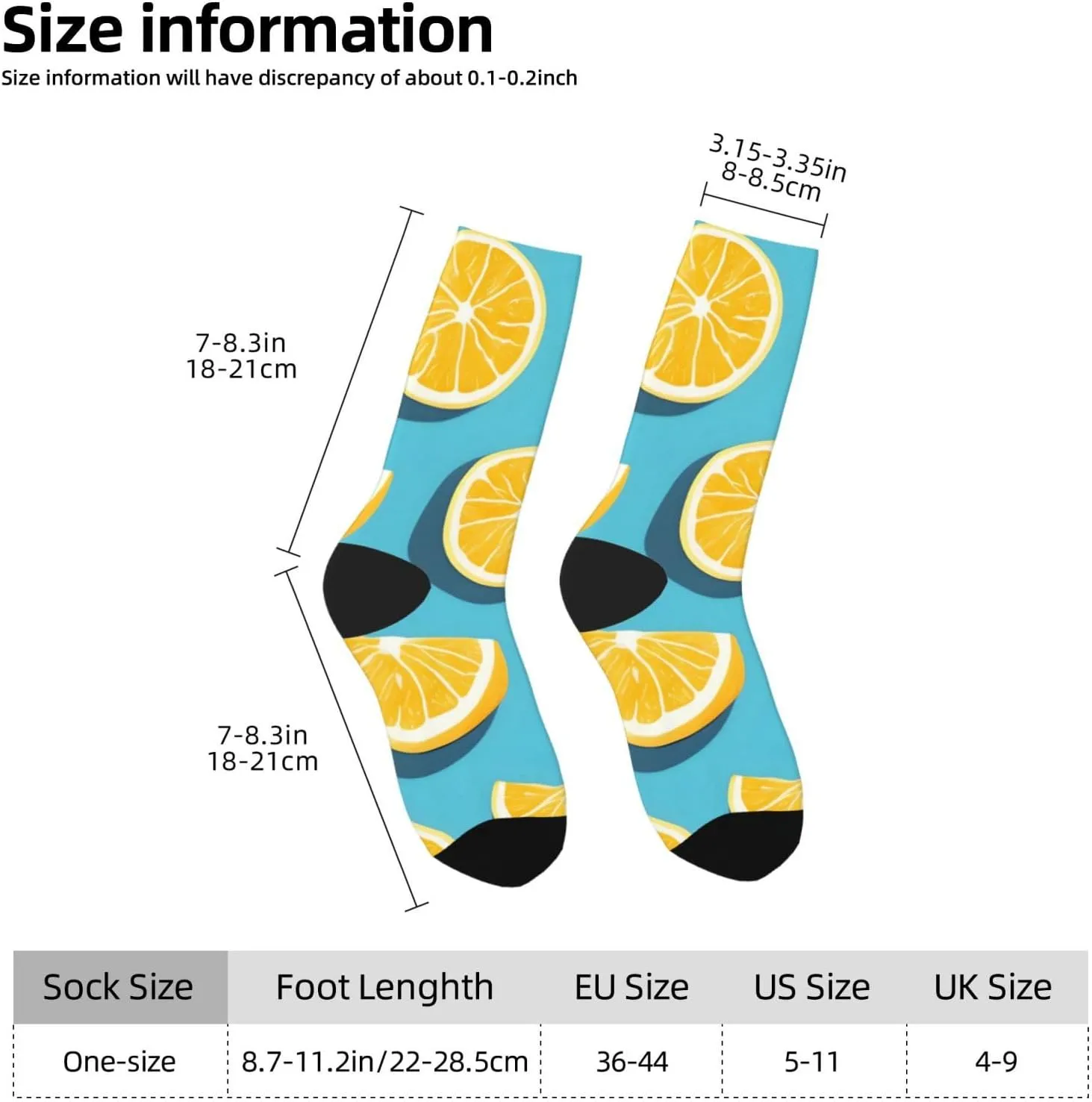 Lemon wedges - Casual Socks, Thin Soft Crew Socks for Business, Trouser, Casual, Non-Binding, Breathable