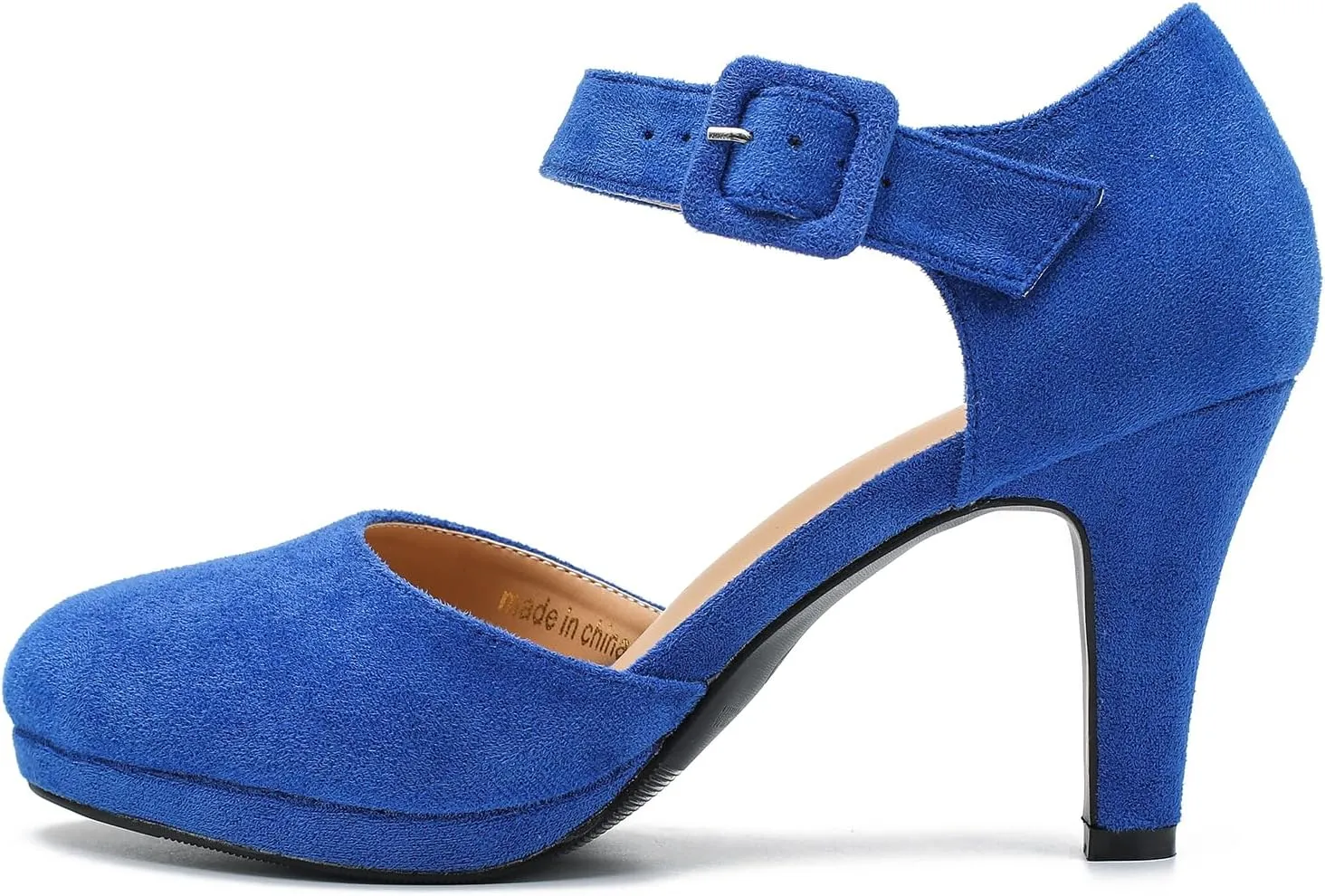 LIURUIJIA Womens Closed Toe High Heels Pumps D'Orsay Ankle Strap Comfortable Platform Heels Shoes Casual Dressy