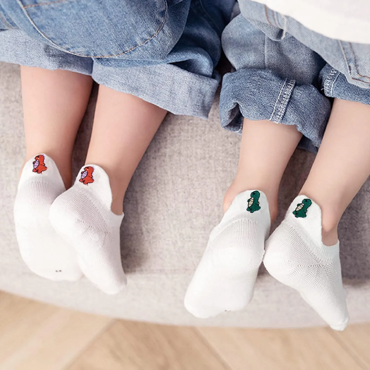 Looching 5 Pack Baby Girls Boys Mesh Thin Socks Cotton Low Cut Kids Toddler No Show Ankle Socks 1-12T Soft White/Multicolor