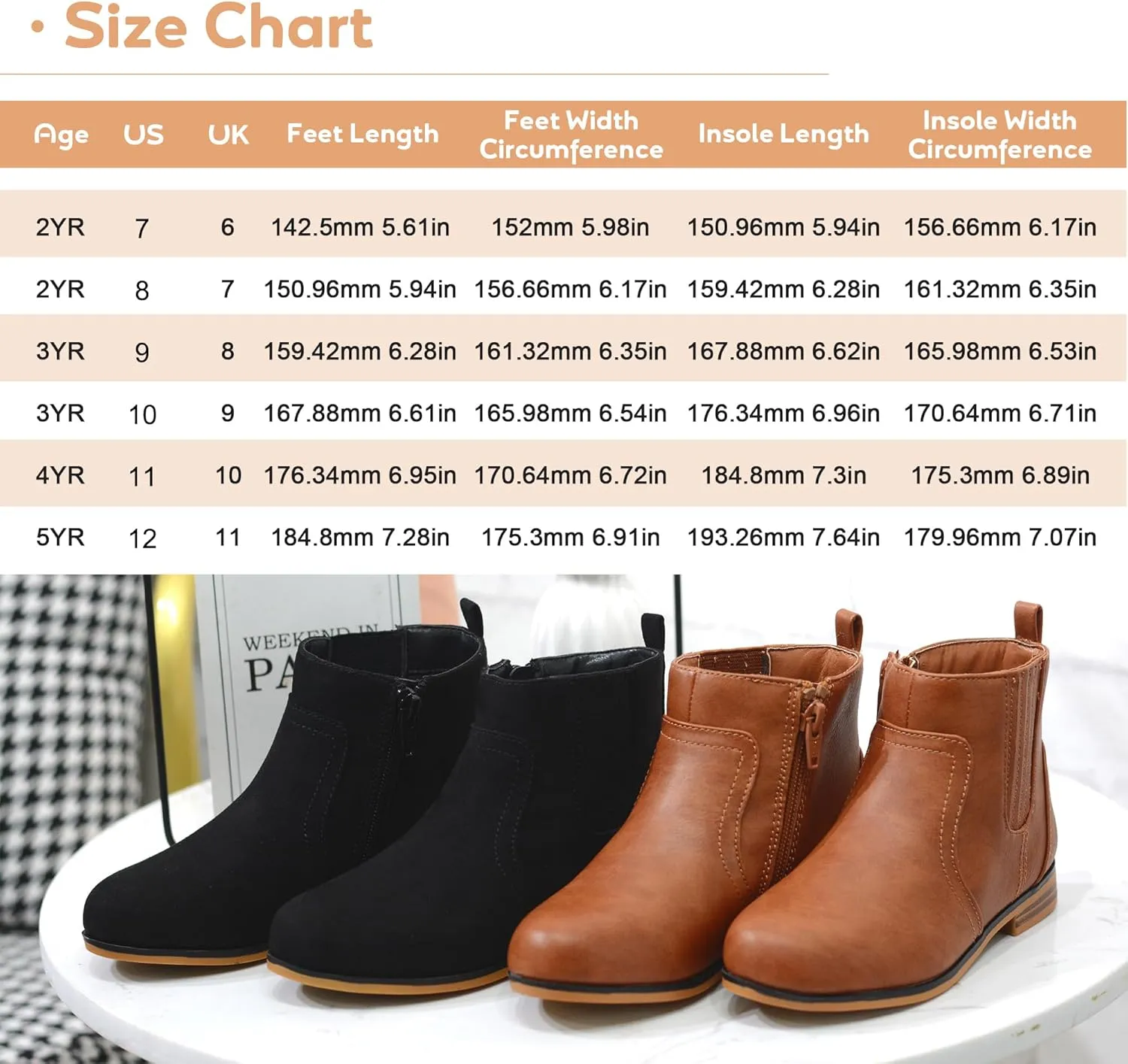 LseLom Girls Chelsea Boots Ankle Boots for Girls with Zipper Short Suede Booties Fashion Boots for Toddler/Little Kids