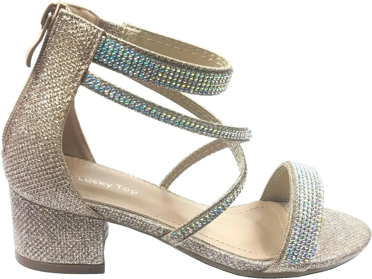 Lucky Top Girls Dress Sandal Low Heel Ankle Strap