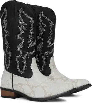 Lyrisiphy Cowboy Boots for Men Pointed Toe Pull On Boots Embroidered Western Boots Leather Boots Waterproof Work Boots Durable Safety Boots Stylish Boots Mens Boots Casual