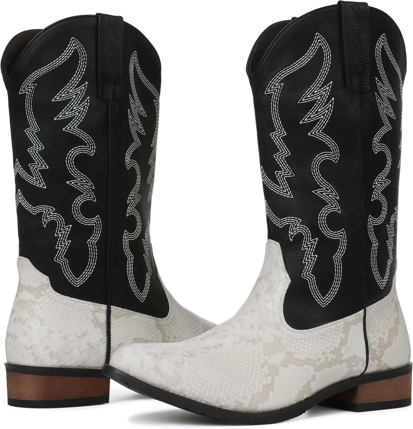 Lyrisiphy Cowboy Boots for Men Pointed Toe Pull On Boots Embroidered Western Boots Leather Boots Waterproof Work Boots Durable Safety Boots Stylish Boots Mens Boots Casual