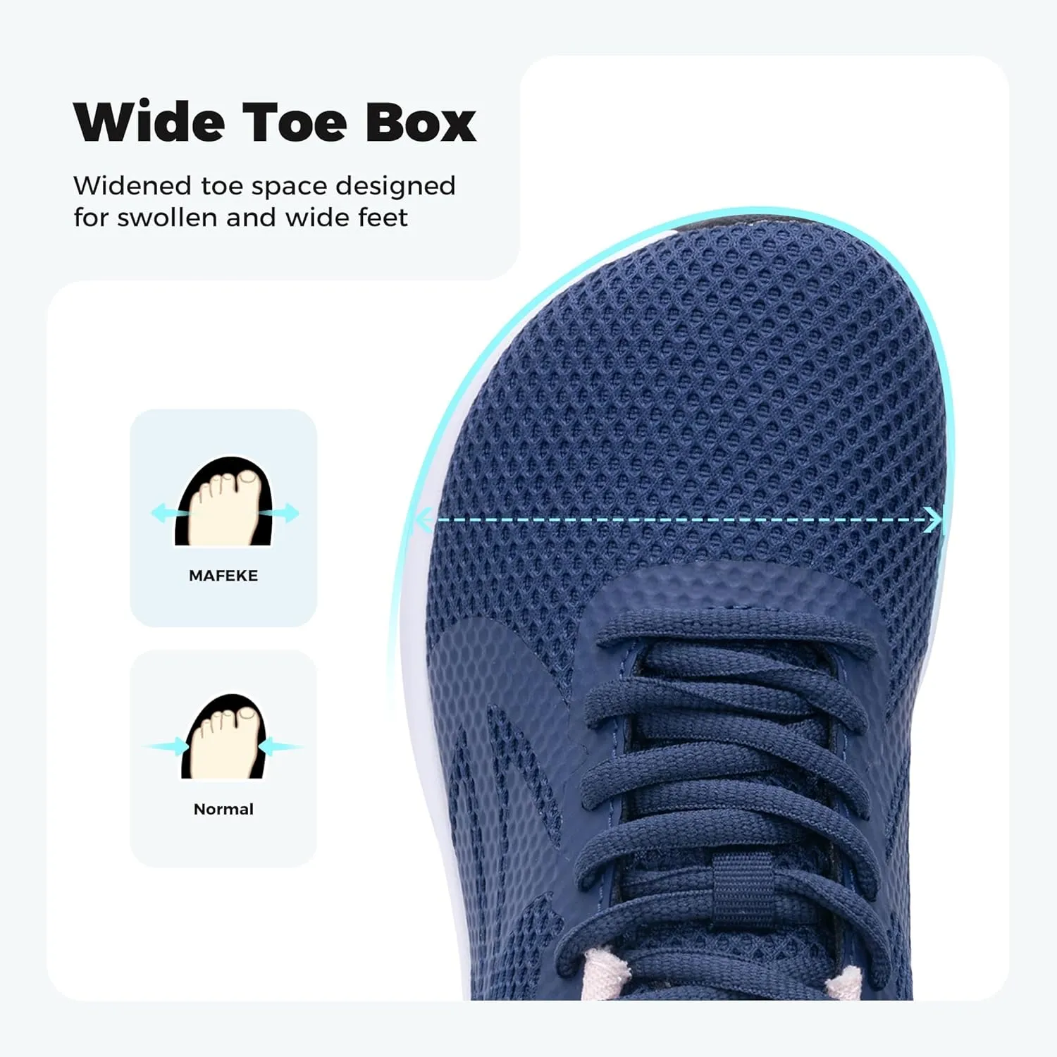 MAFEKE Women's Wide Toe Box Walking Shoes for Plantar Fasciitis, Arch Support Orthotic Wide Width Athletic Air Tennis Running Sneakers for Woman US Size 6-11
