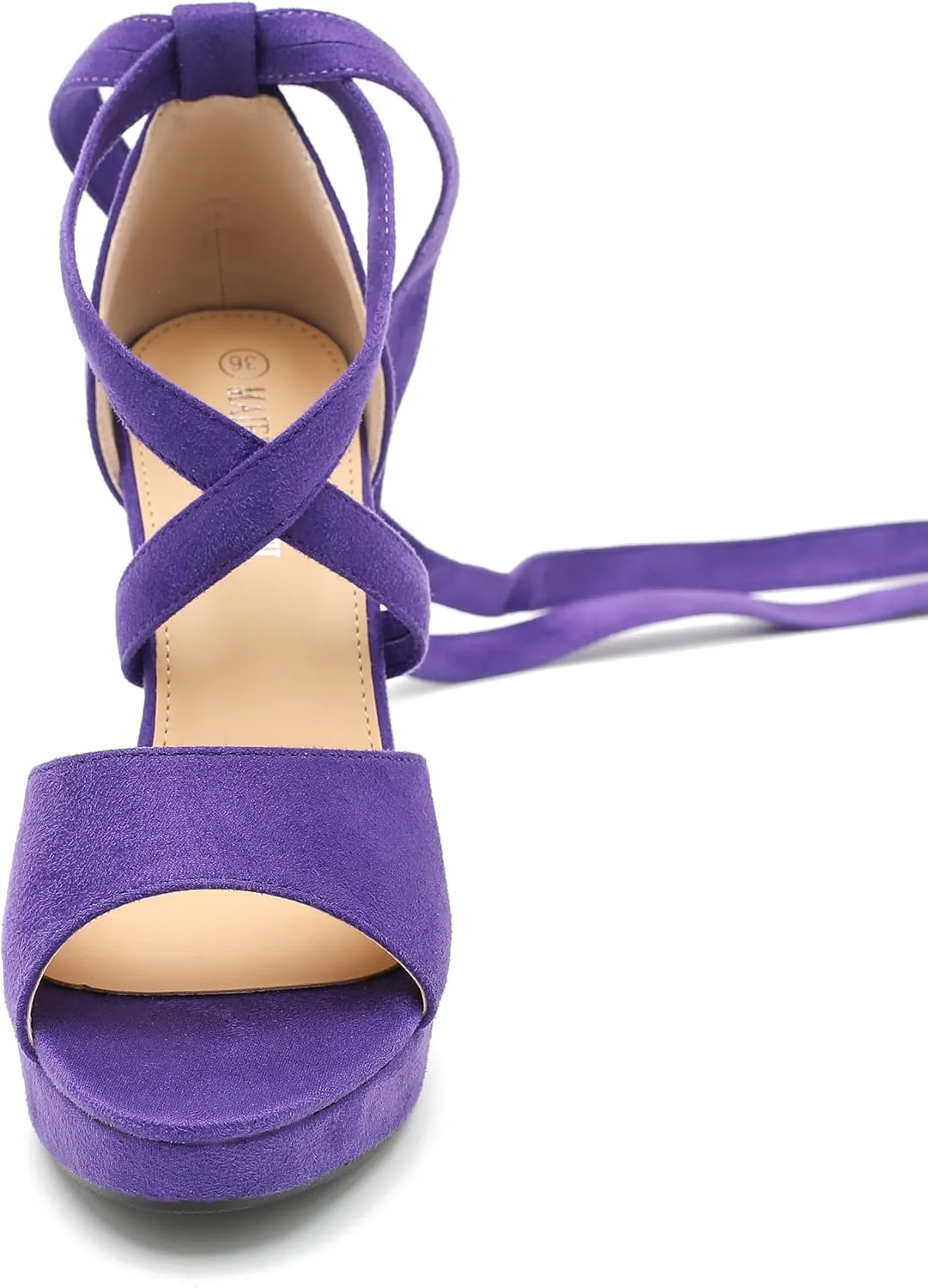 MAIERNISI JESSI Strappy Heels for Women Platform Lace Up Heels Open Toe Chunky High Heel Dress Sandals