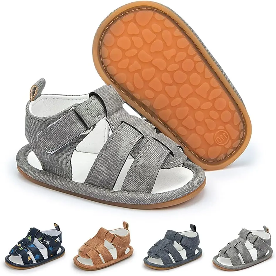 Meckior Baby Infant Boy Girl Sandals Newborn Non-Slip Soft Rubber Sole Sandals for Baby Boys Open-Toe Outdoor Casual Summer First Walkers Shoes
