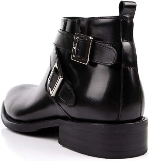 Men Ankle Boots Mens Pointed Zip High Top Boots Office For Show Genuine Leather The First Layer Of Cowhide Pure Leather
