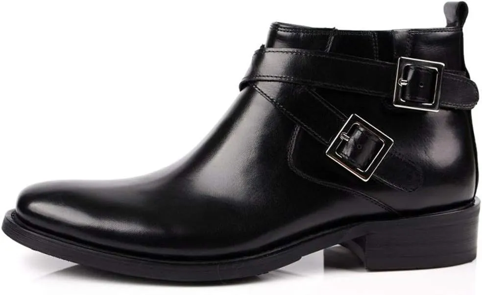 Men Ankle Boots Mens Pointed Zip High Top Boots Office For Show Genuine Leather The First Layer Of Cowhide Pure Leather