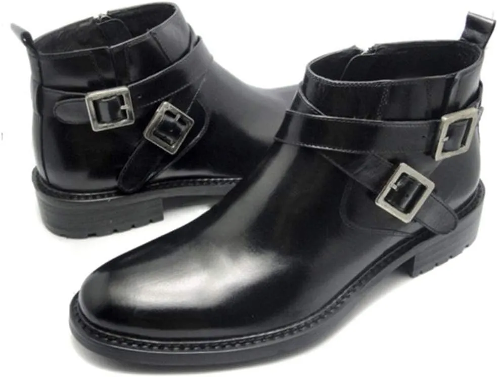 Men Ankle Boots Mens Pointed Zip High Top Boots Office For Show Genuine Leather The First Layer Of Cowhide Pure Leather