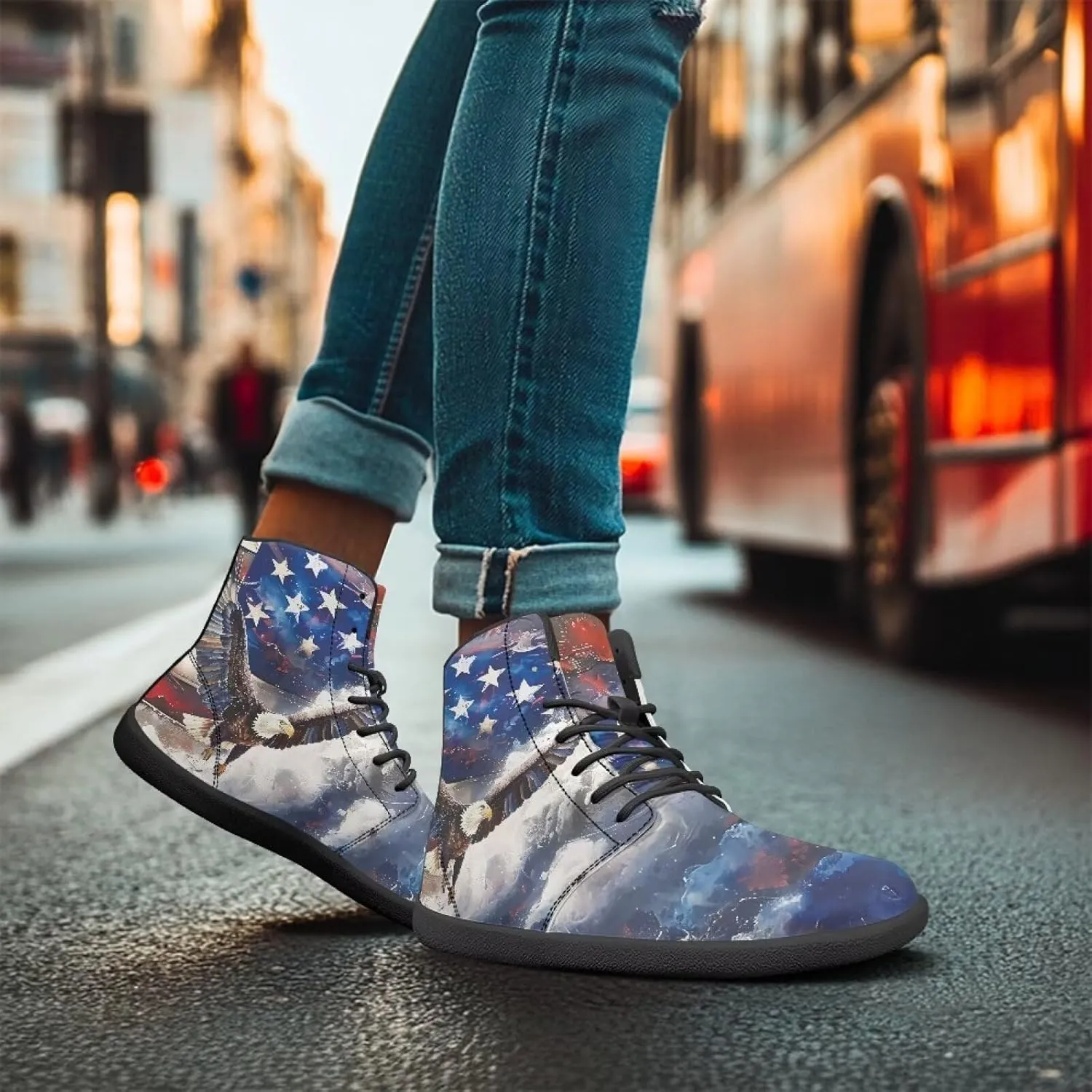 Men's Barefoot Shoes Wide Width Leather Shoes Women High Top Sneakers