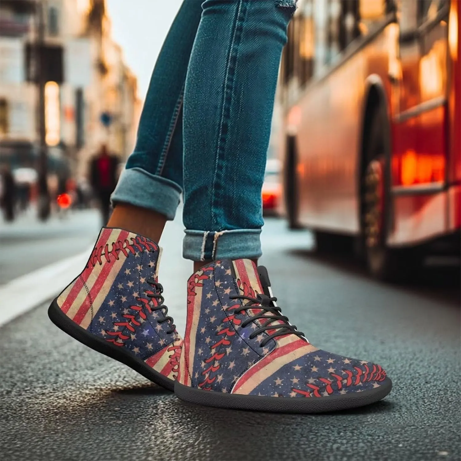 Men's Barefoot Shoes Wide Width Leather Shoes Women High Top Sneakers